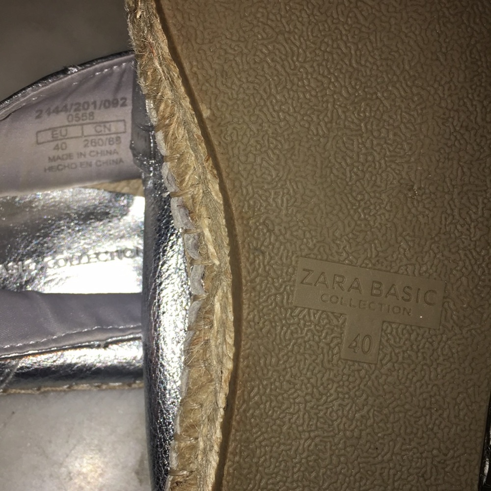 Zara Basic Collection Silver Leather Espadrilles - image 8